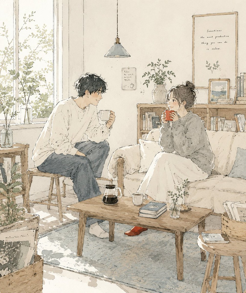 Create a refined contemporary Japanese lifestyle illustration