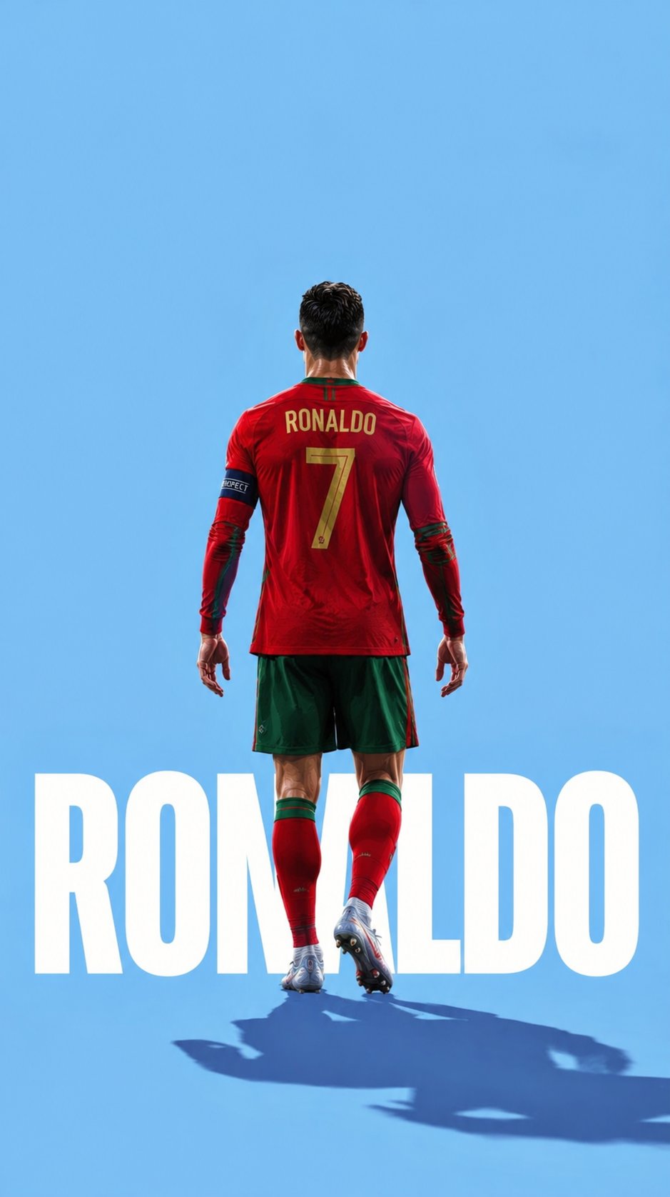 Minimalist Portugal team Ronaldo back-view sports poster.