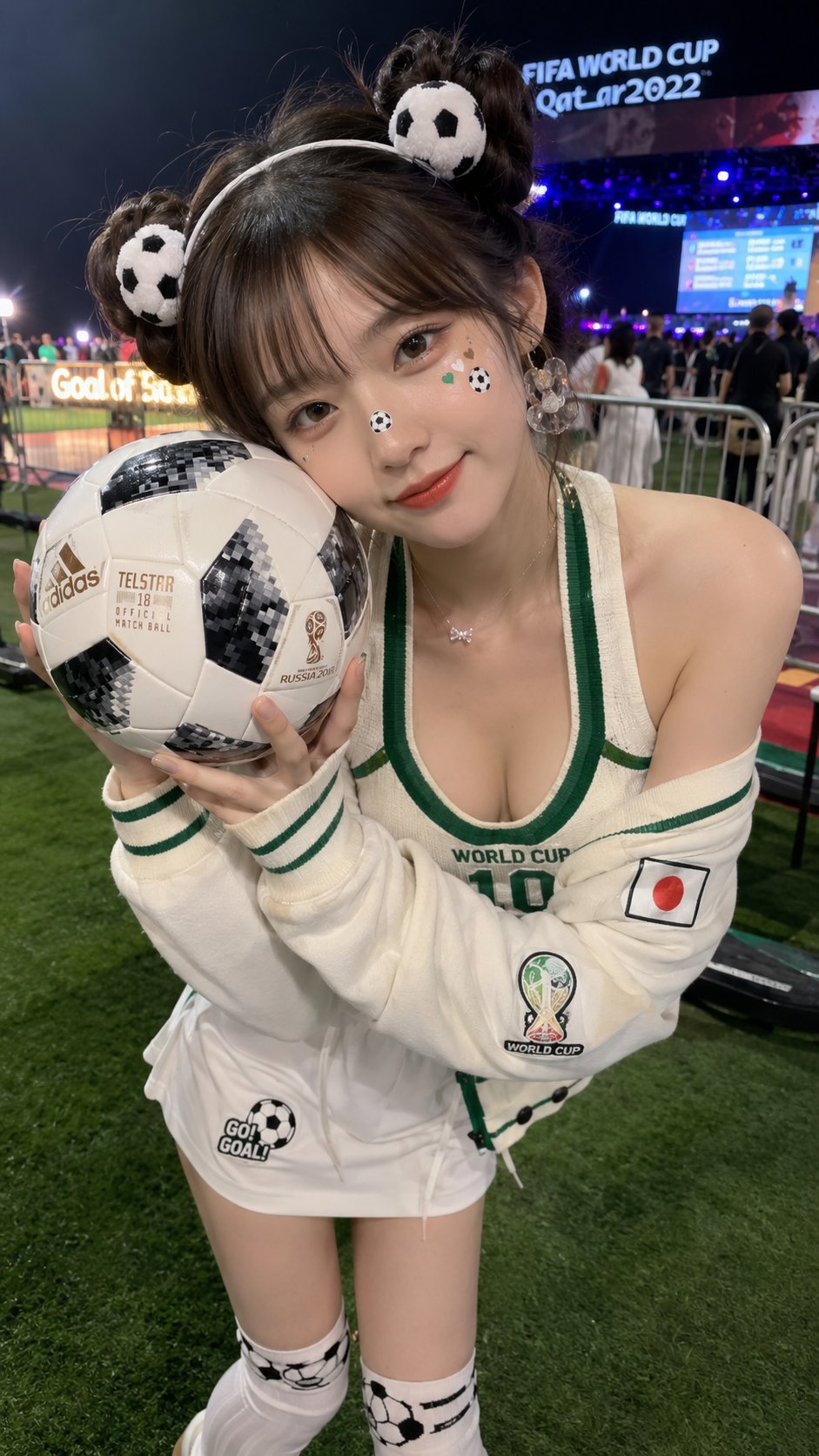 Sweet Japanese-style World Cup football babe portrait.