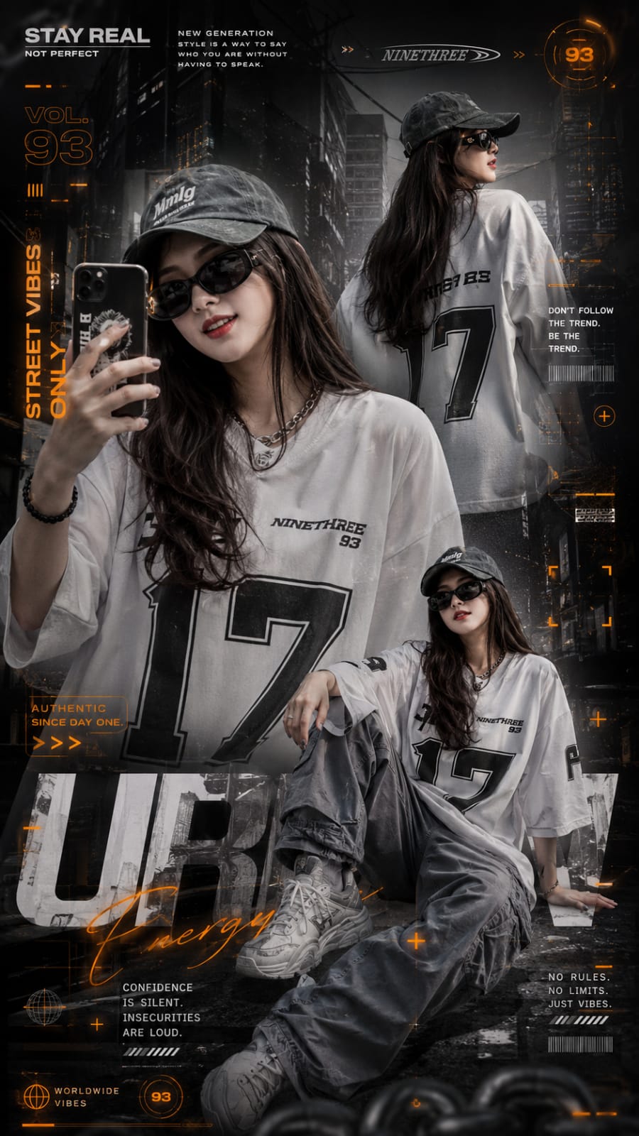 Luxury cyber street collage poster.
