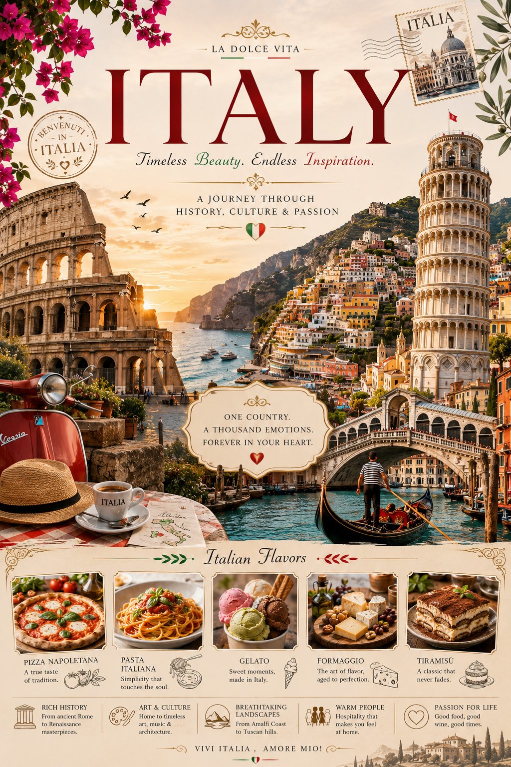 High-end national landmark and traditional cuisine poster