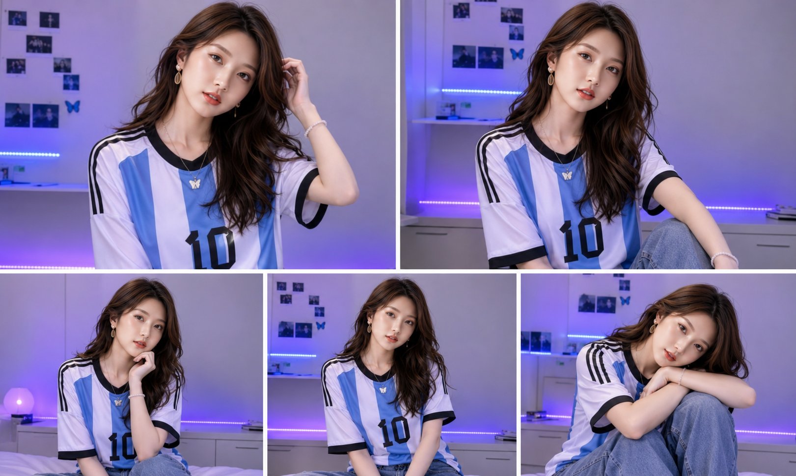 East Asian Woman in Argentina No. 10 Jersey Collage Portrait