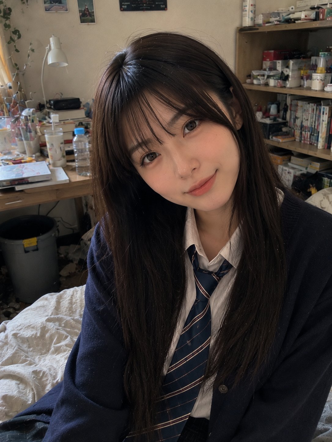 22-year-old Japanese woman cozy bedroom lifestyle phone snapshot