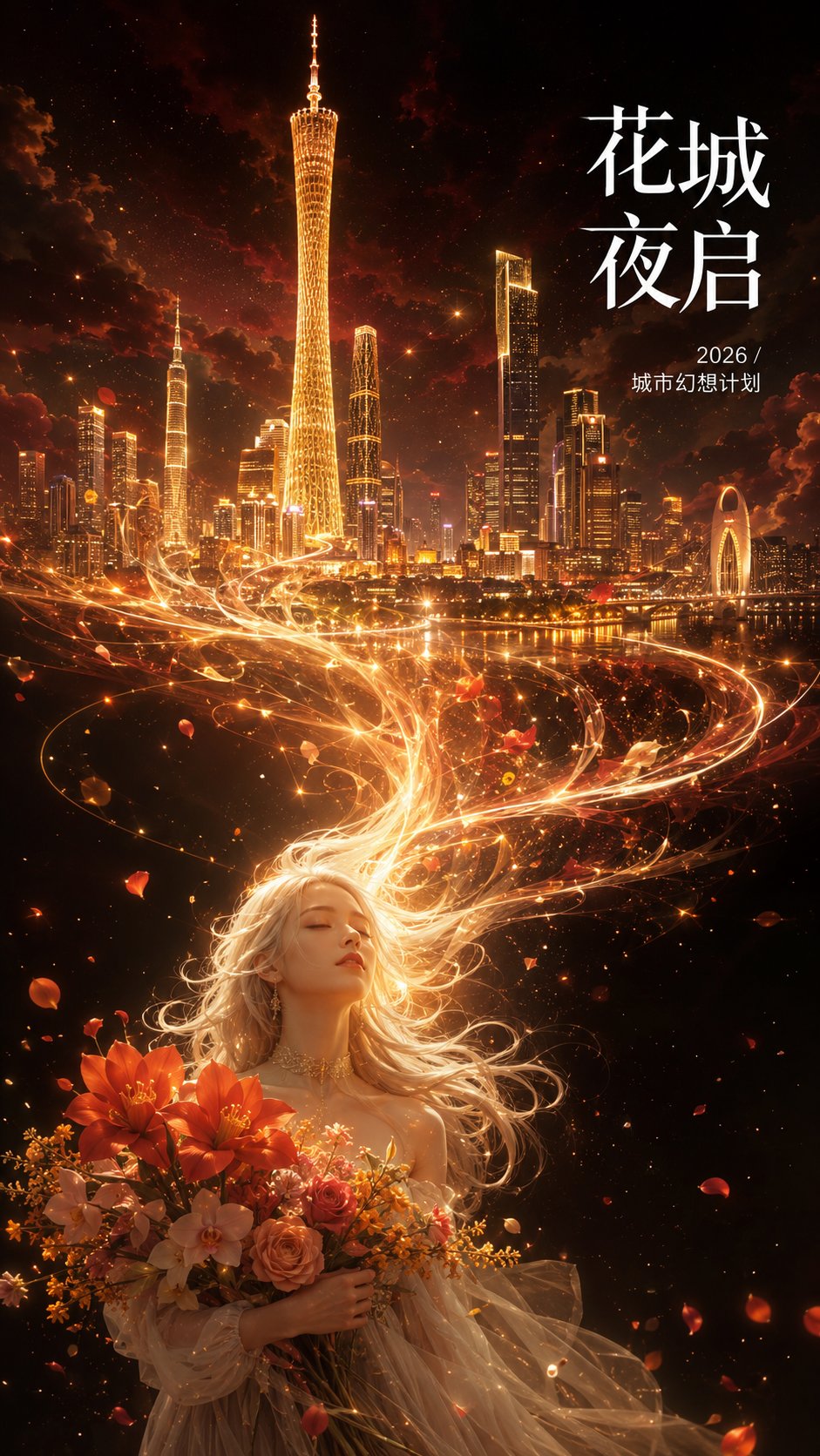Magical realism city fantasy poster