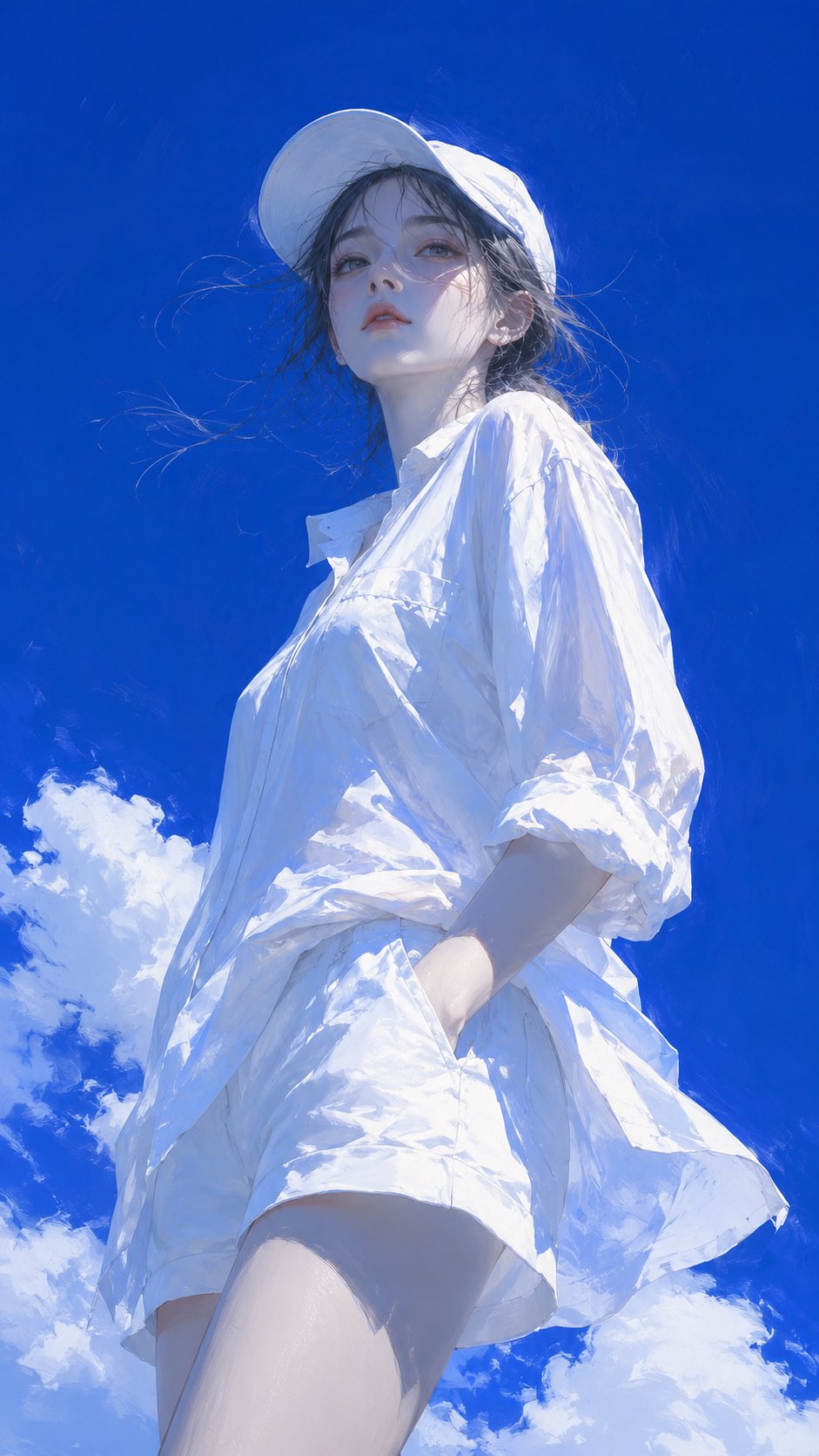Japanese-style cool summer semi-realistic illustration, main subject xxx