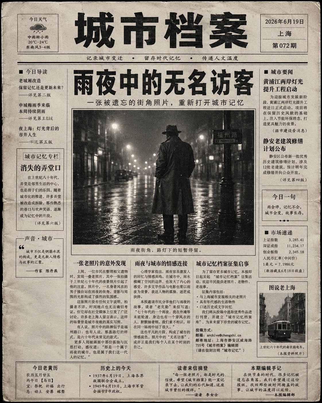 Ultra-realistic vintage Chinese newspaper front page design