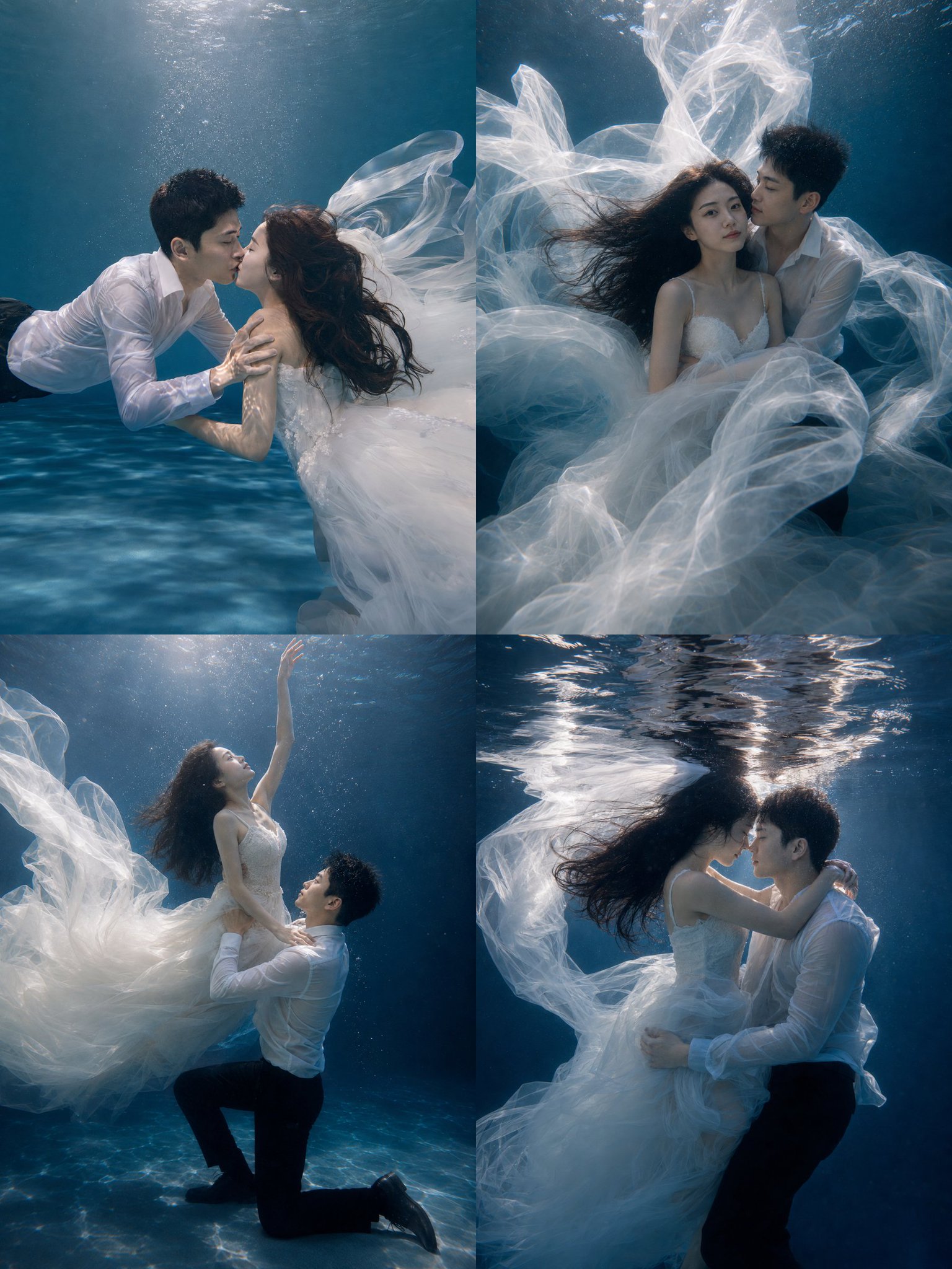 Real underwater cinematic wedding photography