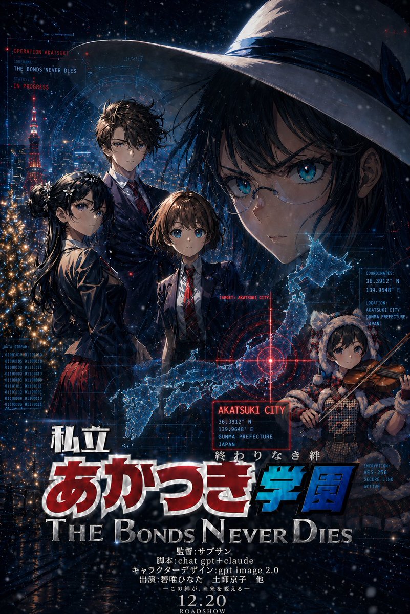Girl anime poster night city elegant
