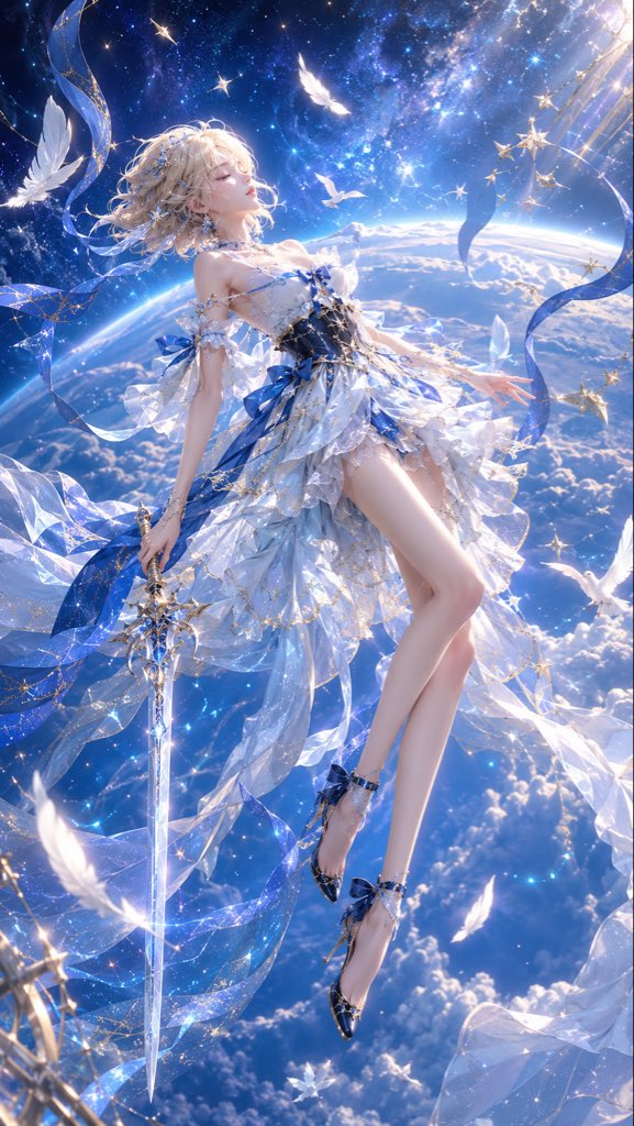 Oriental fantasy holy starry sky goddess 3D poster