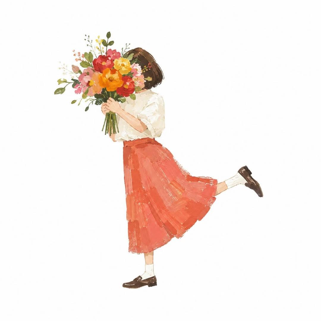 Playful and warm hand-painted gouache style illustration