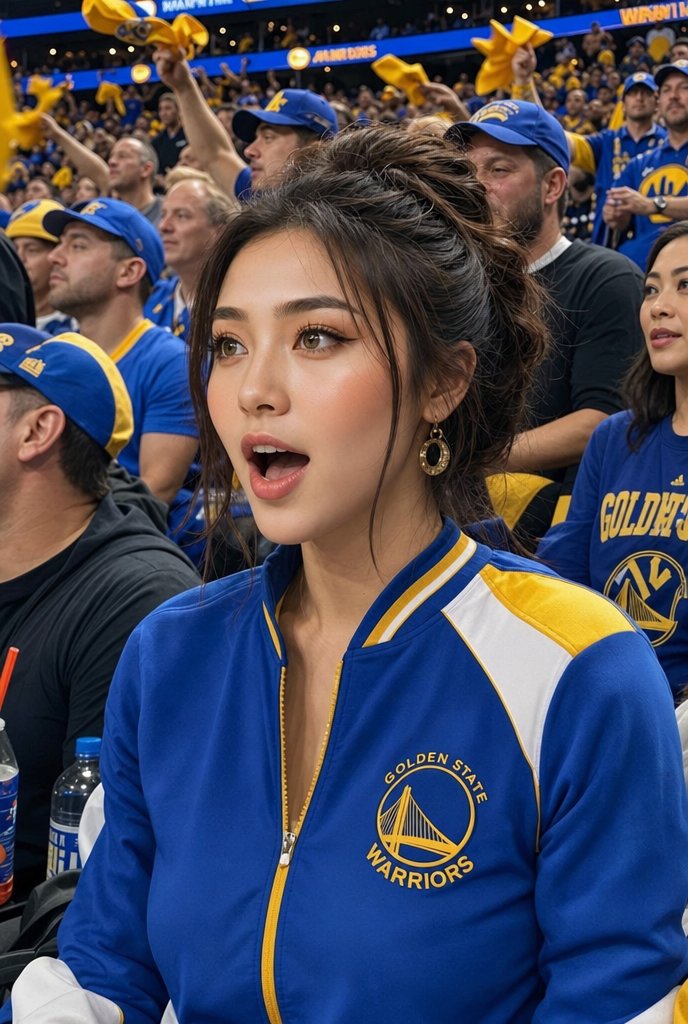 Warriors Fan Courtside Surprise Portrait