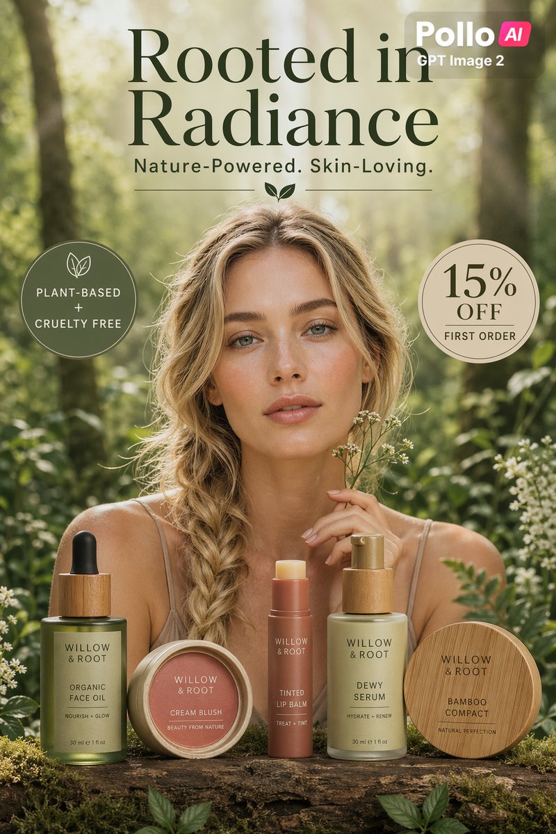 Natural Skincare Forest-Style Advertising Poster