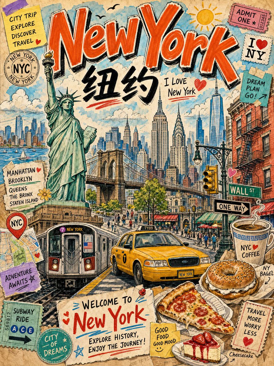 Vintage New York travel collage