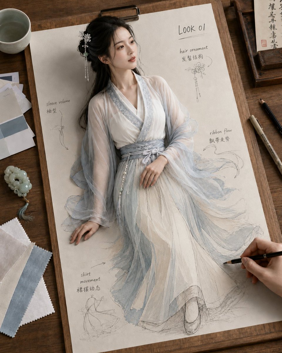 Ancient Hanfu Sketch Comes to Life