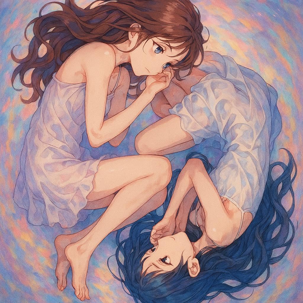 Anime Yin-Yang Twin Girls