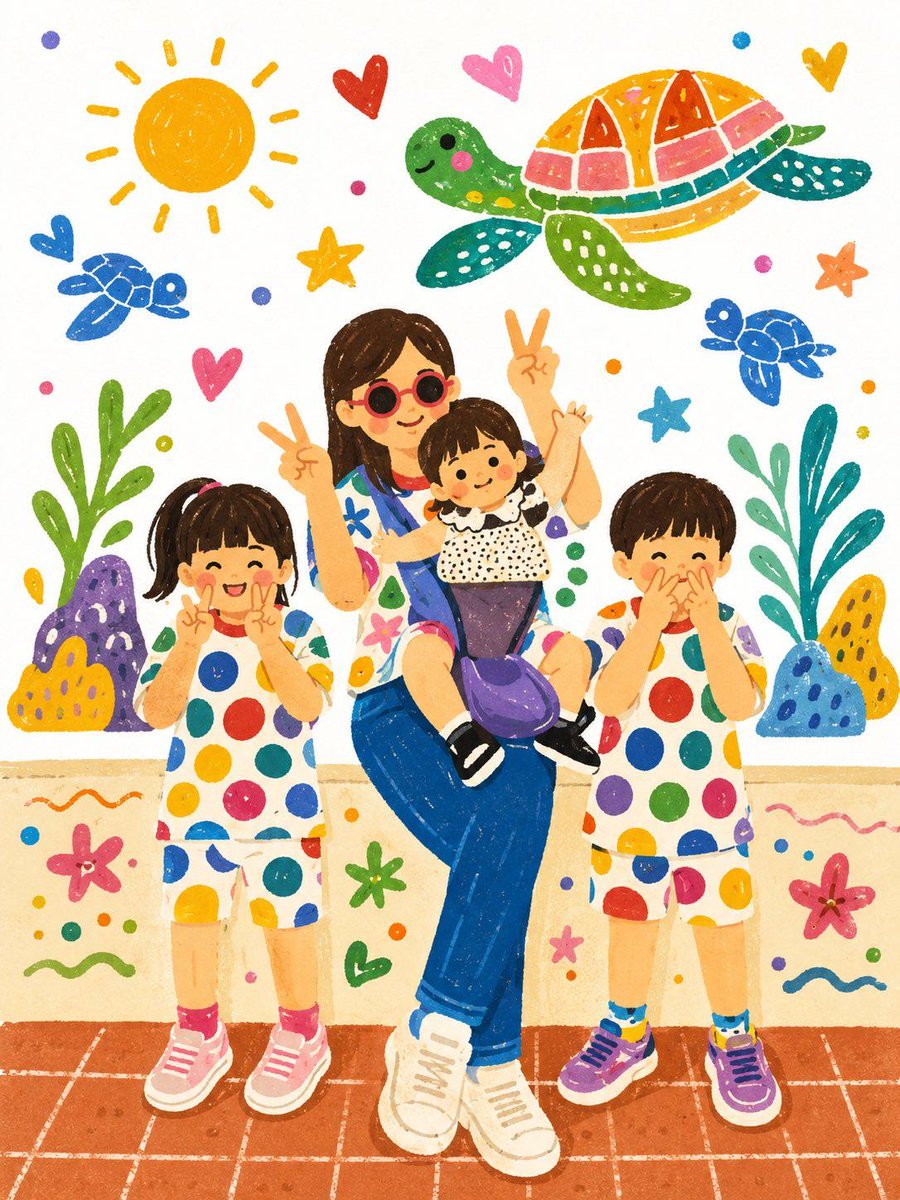 Family portrait children's book illustration.