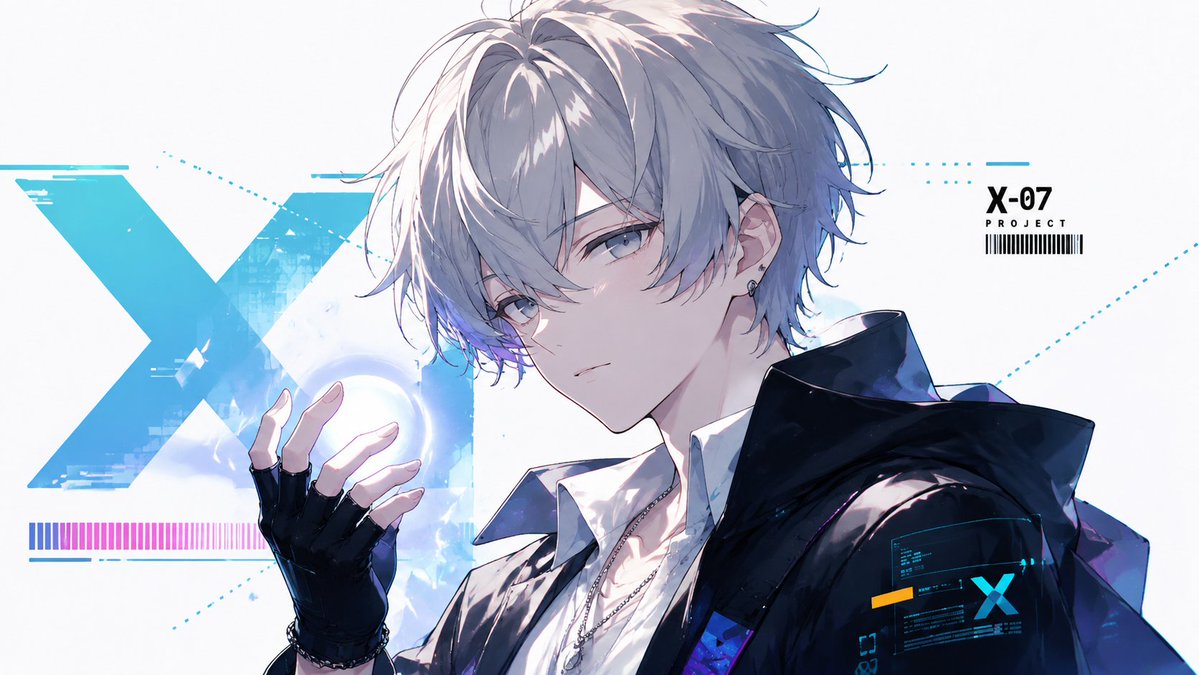 Futuristic X-07 anime character poster.