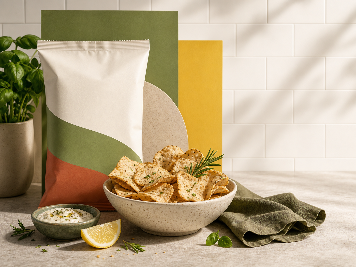 Plant-based snack campaign visual AI Image Prompt case