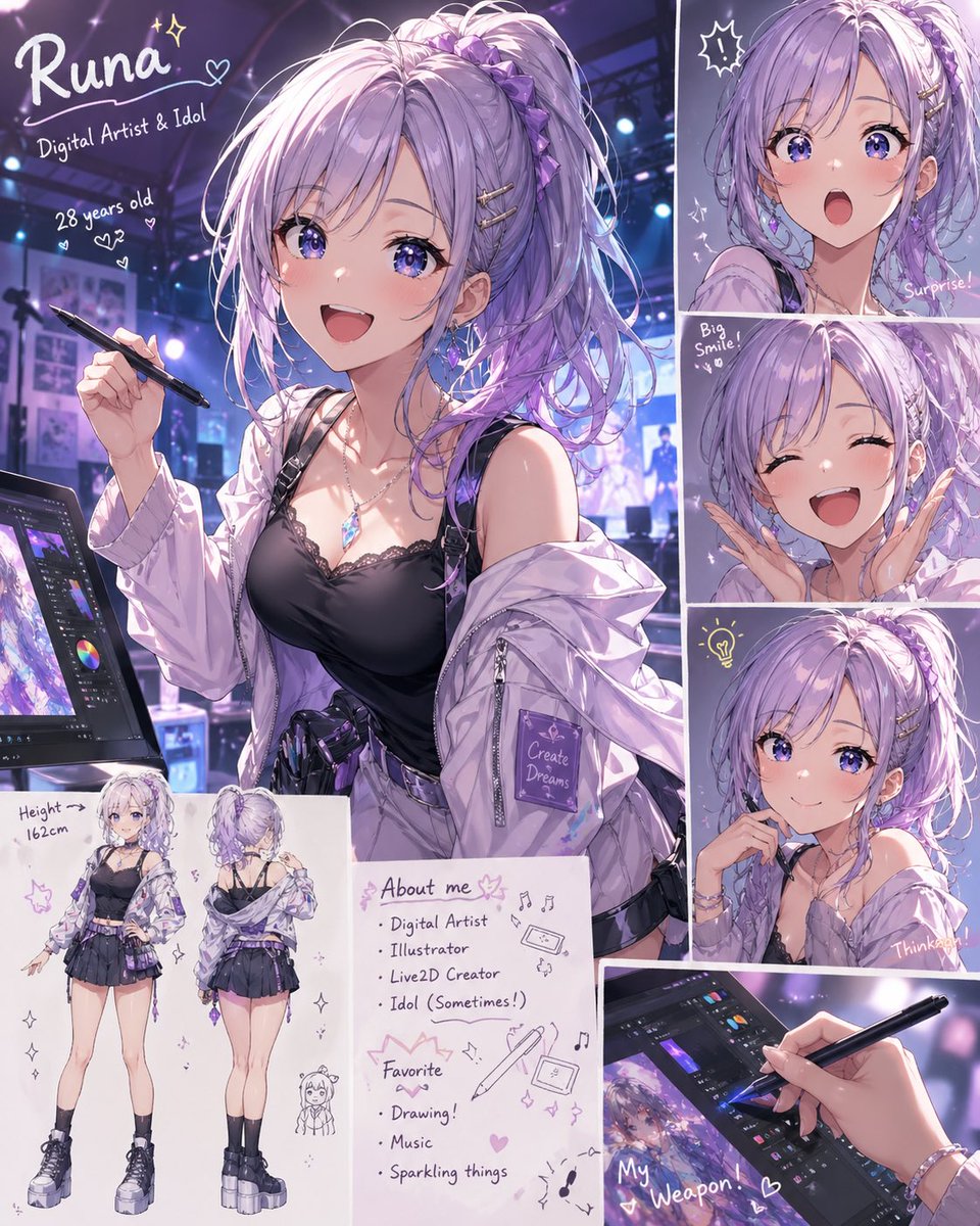 Character anime illustration dreamy cool tone elegant