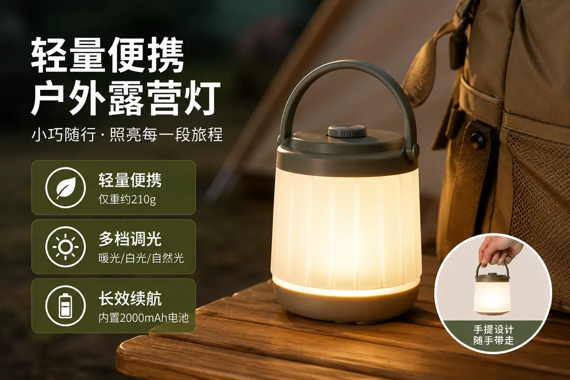 E-commerce Main Image Visual Director · Selling Point Main Image — Camping Lantern Portable Scene Main Image