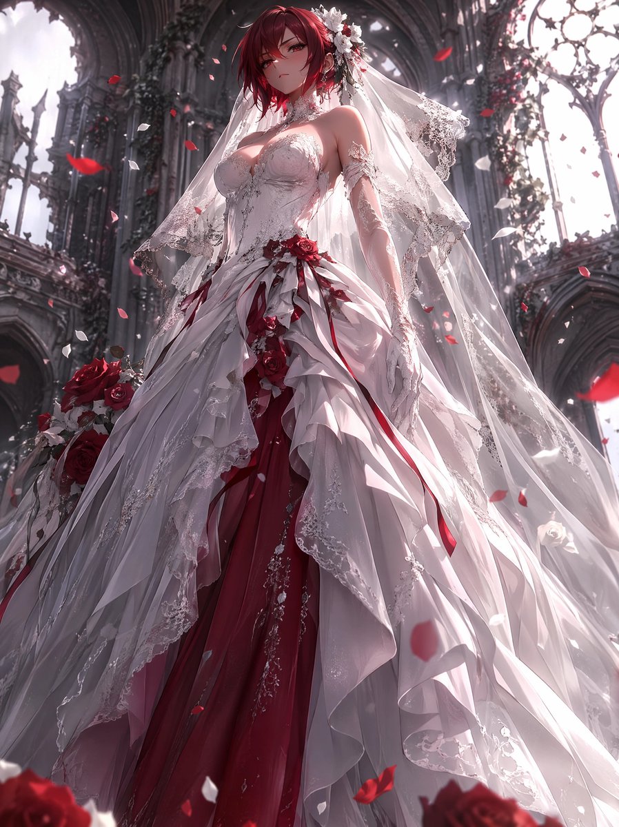 Portrait realistic illustration ruins church elegant
