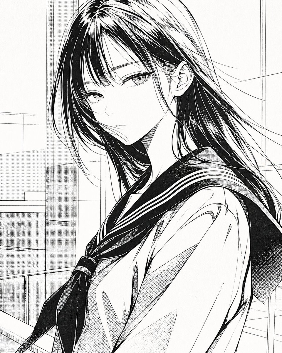 Girl illustration manga outdoor melancholic