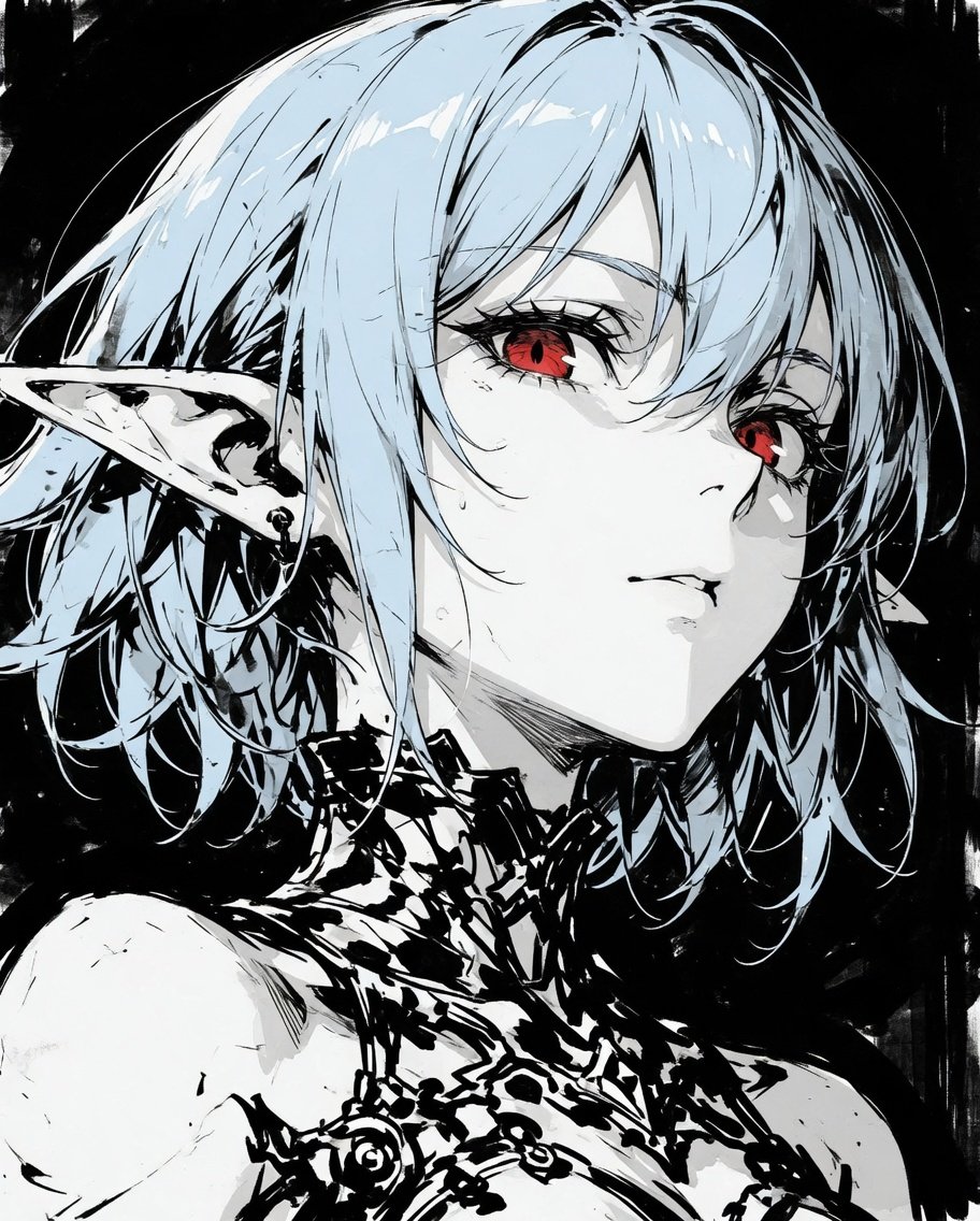 Girl anime illustration cyberpunk dark