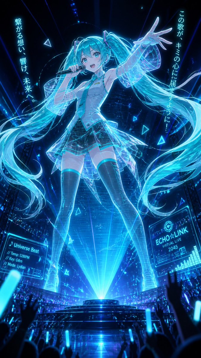 Hatsune Miku character anime cyber cyberpunk futuristic premium.