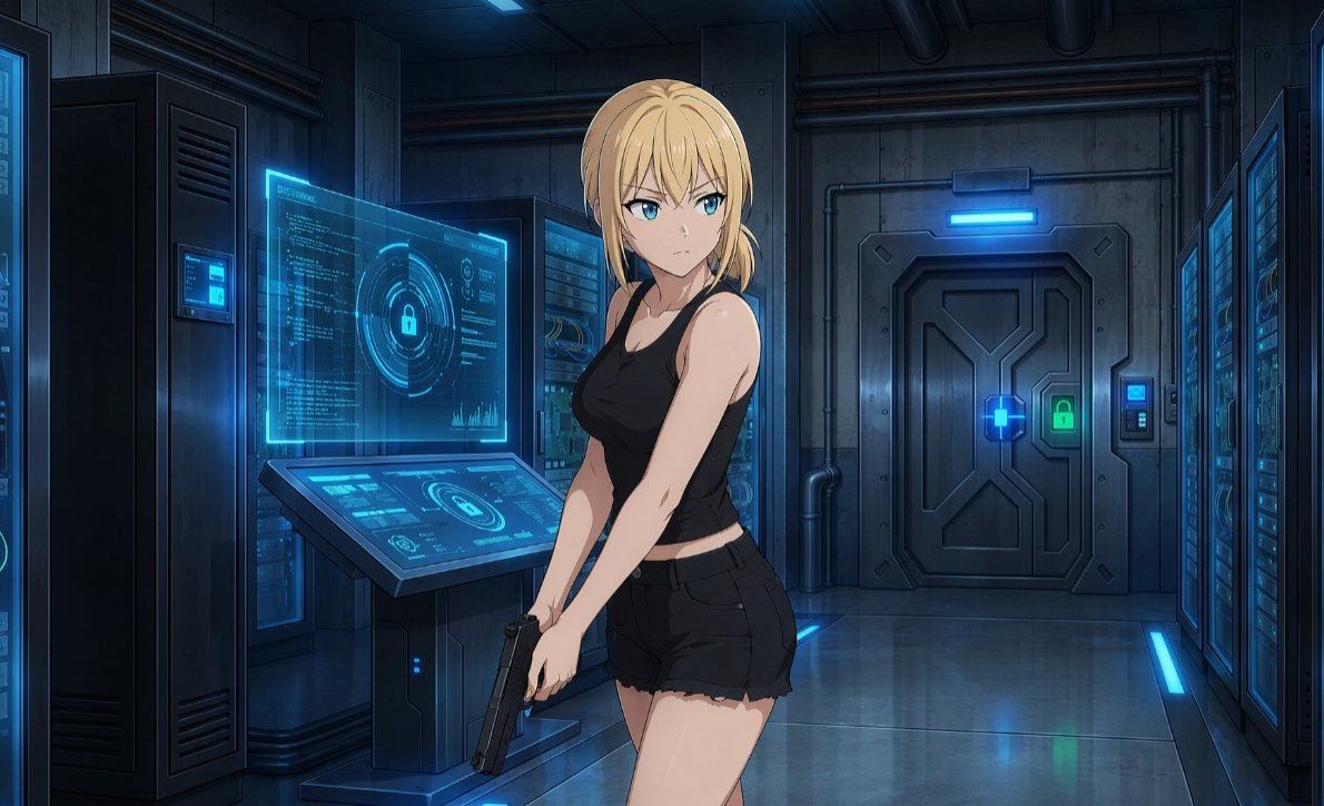 Woman anime cyber futuristic cyberpunk.