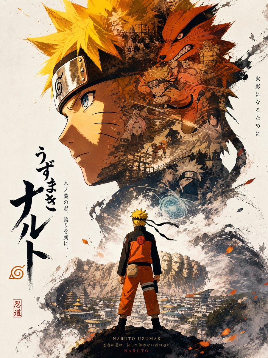 Naruto character anime poster warm mountain