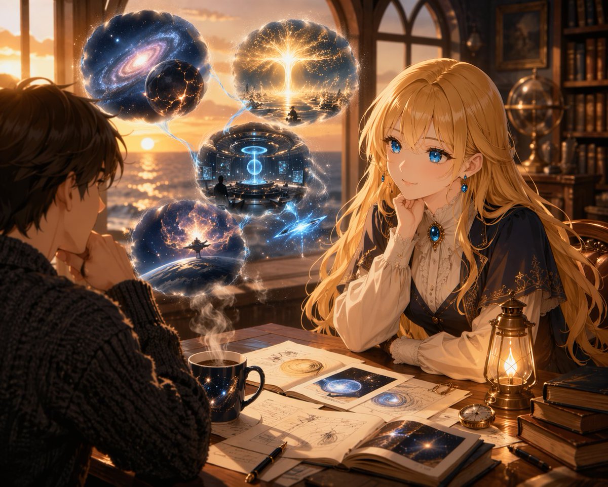 Anime Character Illustration, Cosmic Starry Sky, Elegant