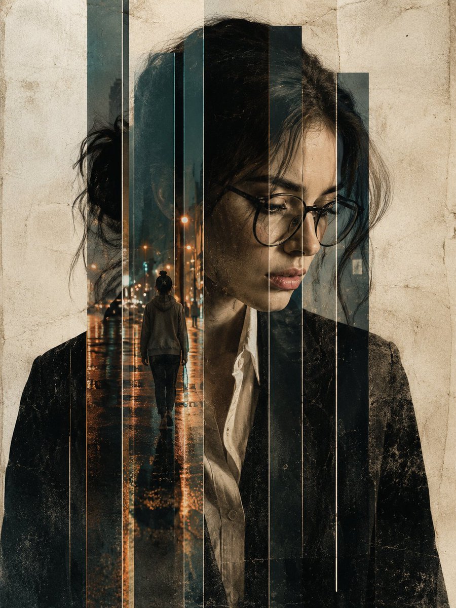 Portrait poster rain street melancholic