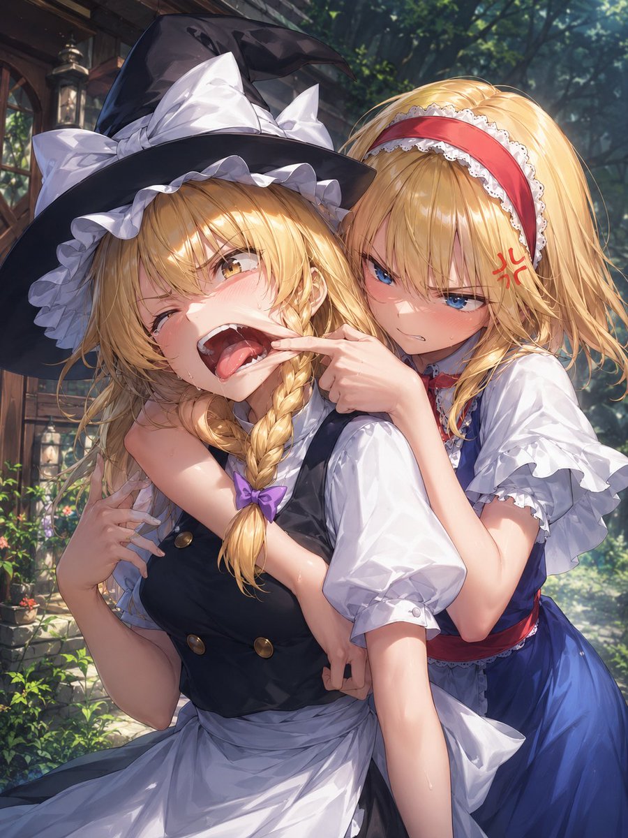 Girl anime illustration forest garden cute