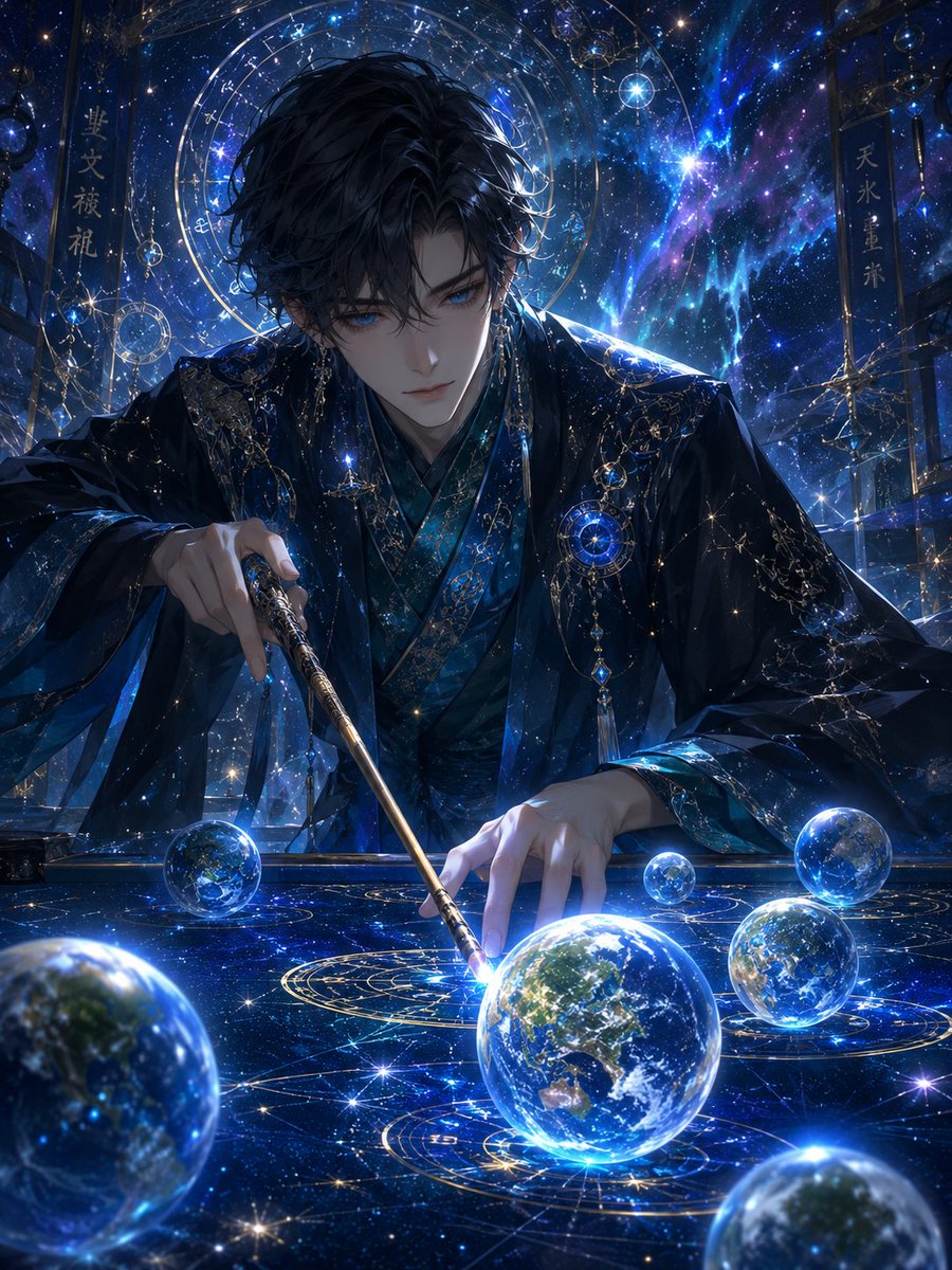 Male anime illustration universe