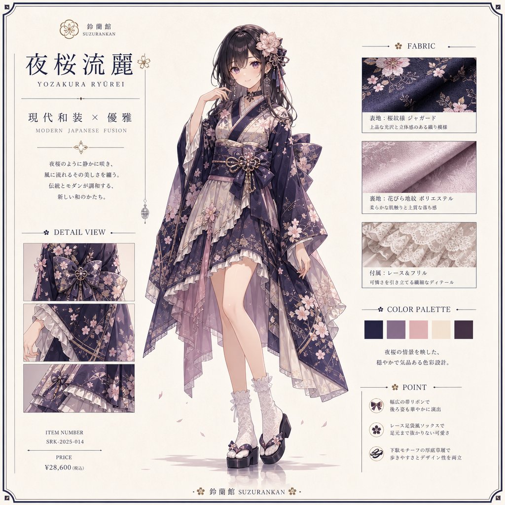 Female anime font, night scene, cherry blossoms, elegant