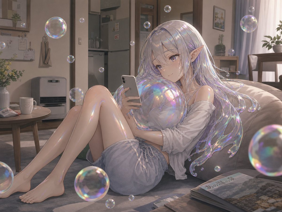 Warm dreamy realistic anime woman.