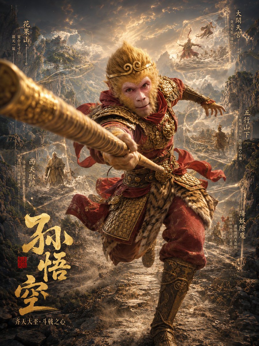 Character 3D poster mountain rain elegant