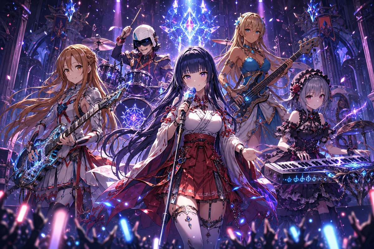Character anime illustration universe neon cute