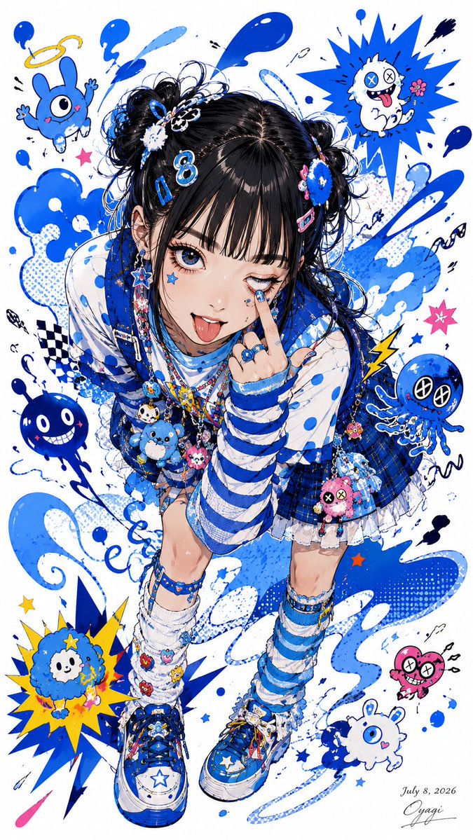 Girl anime illustration street cute