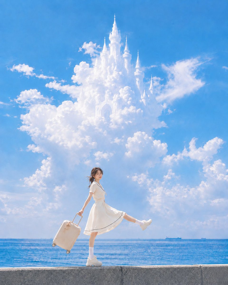 Portrait film realistic castle rain gentle