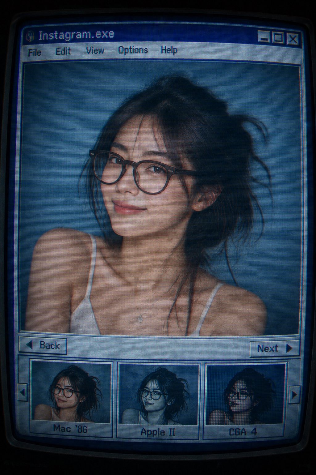 Portrait poster, pixel, retro.