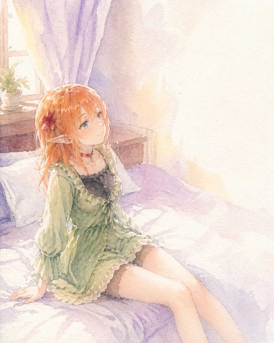 Girl Anime Illustration Bedroom Snow