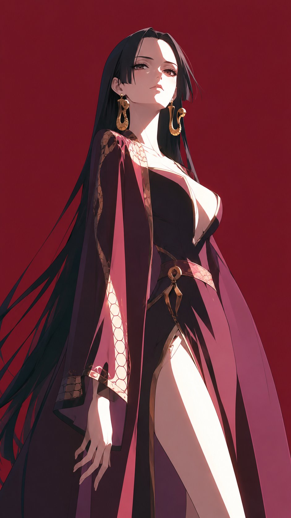 One Piece female cel-shaded illustration cool tone elegant.
