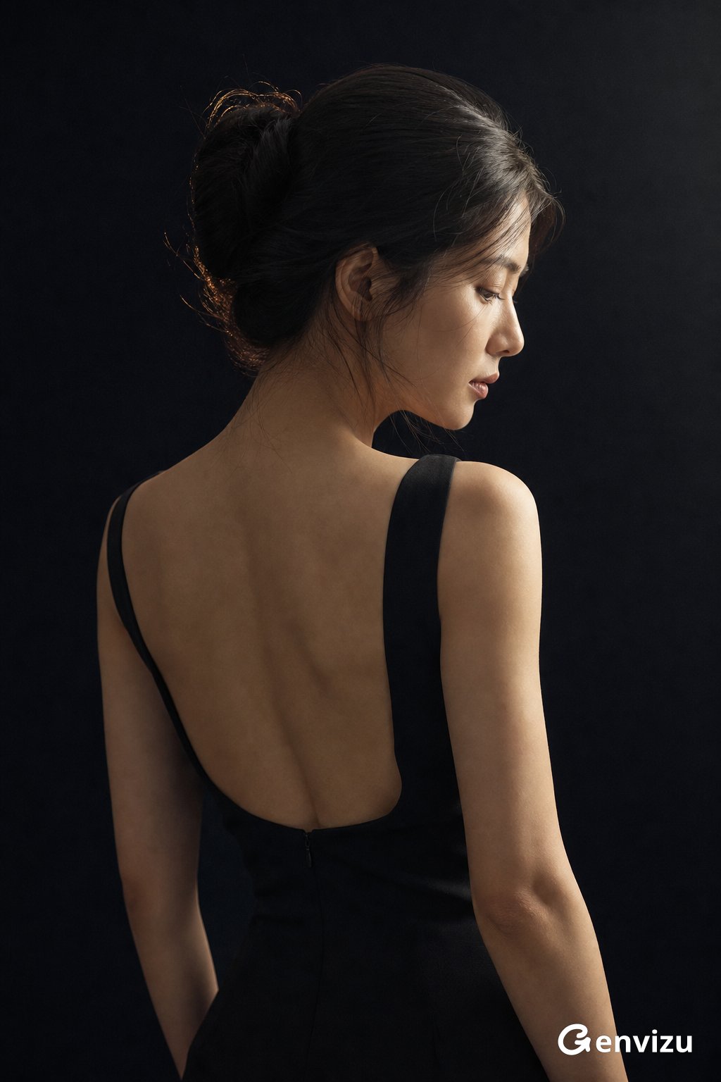Vertical Studio Half-Body Back View