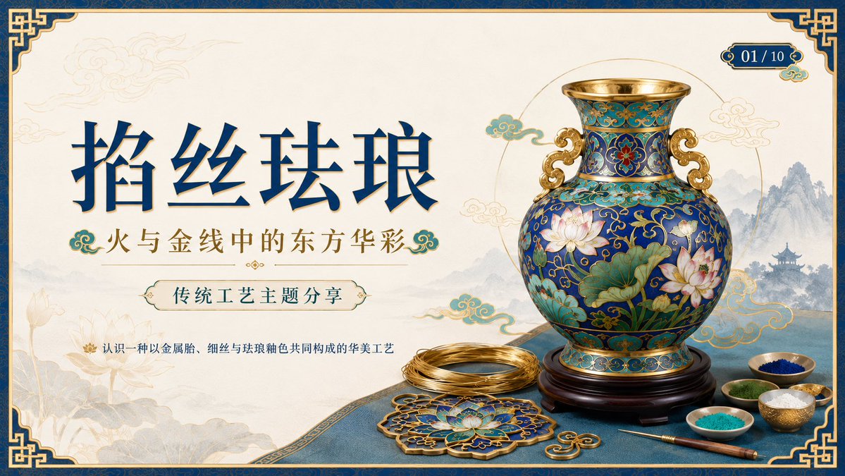 Cloisonné craft PPT cover
